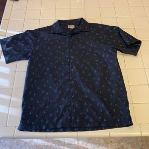 Haggar Martini Print Short Sleeve Button Down, M
